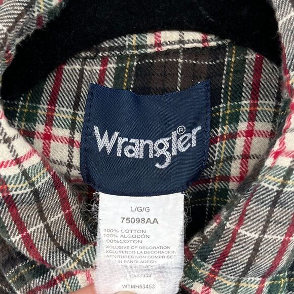 Vintage Wrangler Western Pearl Snap Plaid Rodeo Shirt Blouse Size Large - Picture 11 of 12